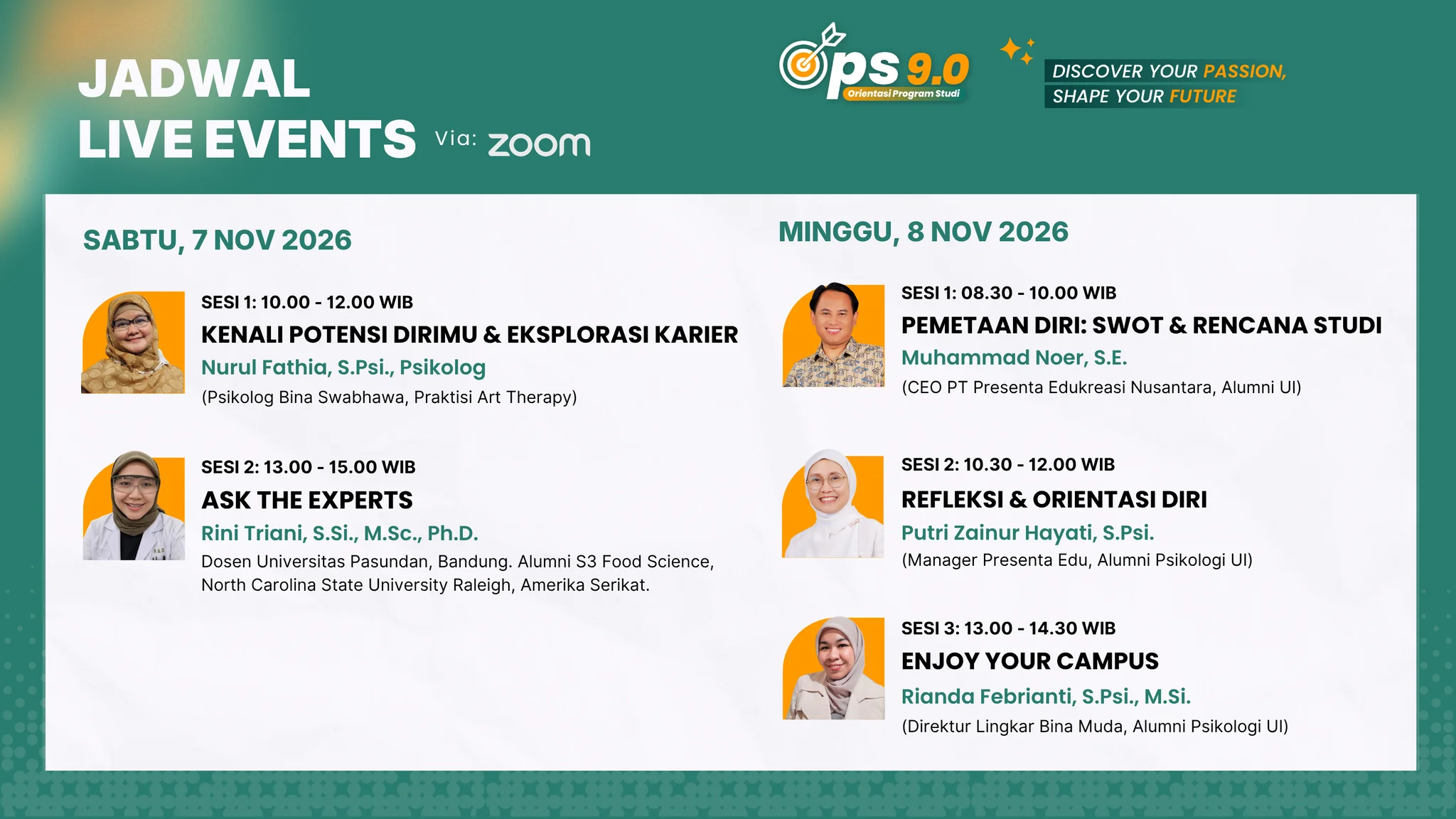 Rundown Live Events OPS 9.0, Sabtu-Minggu 7-8 November 2026